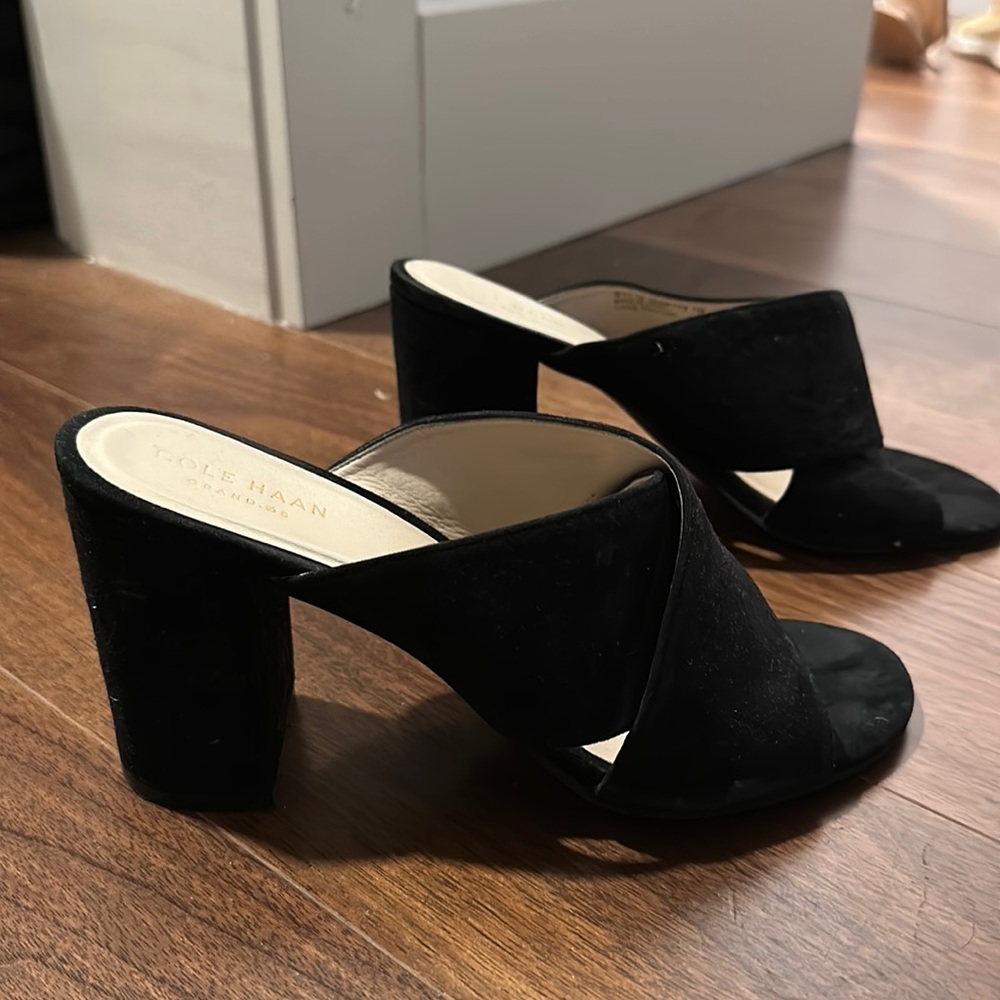 Black Suede Mule Sandals- Cole Haab